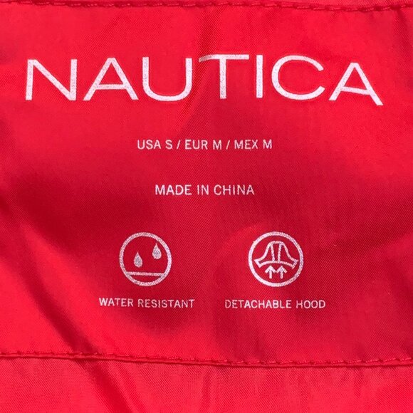 Nautica Red Puffer Water Resistant Midweight Jacket Sz S - Picture 16 of 16